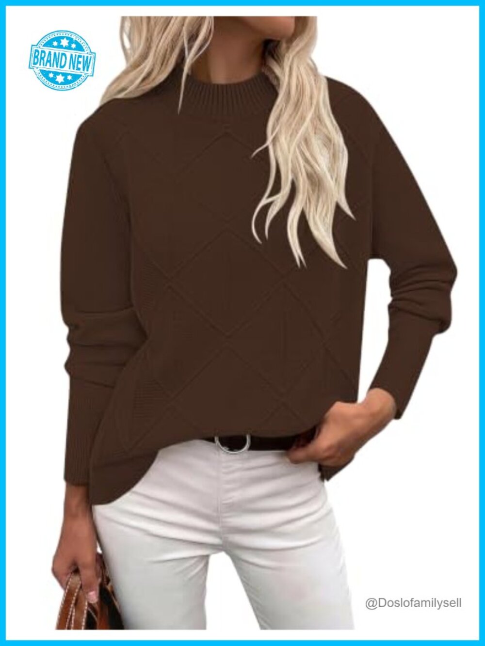 Women's Mock Neck Cable Knit Sweater Long Sleeve Pullover Fall Winter Top
